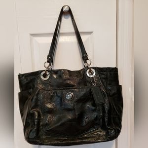 Huge Gorgeous Tote Diaper Bag Coach Black Leather Signature